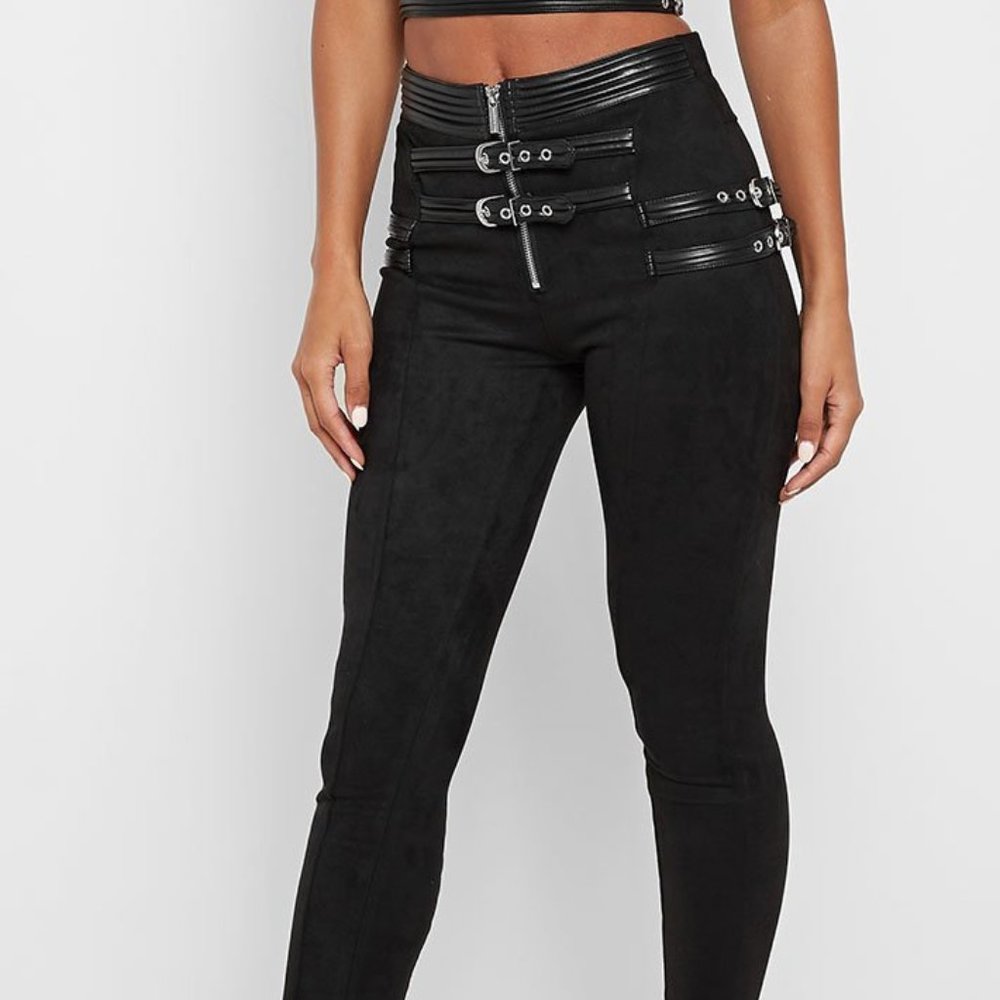 Manière De Voir VEGAN SUEDE LEGGINGS - BLACK